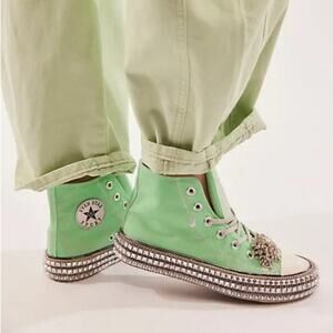 NEW Nan-Ku Couture x Free People Cruise Studded High Top Sneakers Mint Green 37